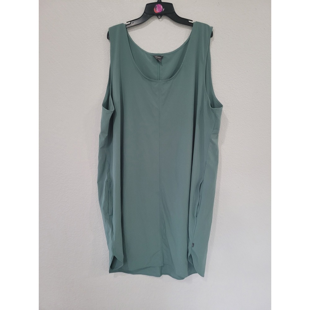 Eddie Bauer Womens 2XL Sage Green Sleeveless Pocket Shift Travel Tank Dress #24